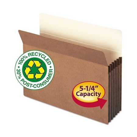 Smead Smead, 100% RECYCLED TOP TAB FILE POCKETS, 5.25in EXPANSION, LETTER SIZE, REDROPE, 10PK 73206